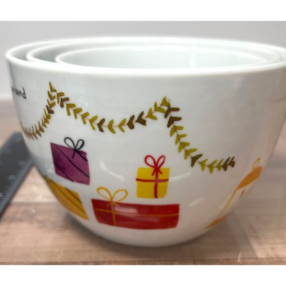 Crate & Barrel Holiday-Themed Ceramic Bowls Set Of 3 - Picture 4 of 13
